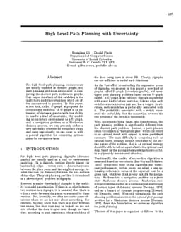 High Level Path Planning with Uncertainty