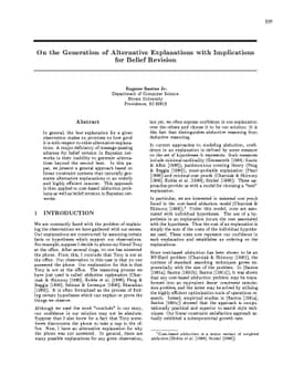 On the Generation of Alternative Explanations with Implications for
  Belief Revision