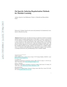 On Sparsity Inducing Regularization Methods for Machine Learning