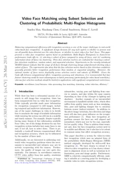 Video Face Matching using Subset Selection and Clustering of
  Probabilistic Multi-Region Histograms