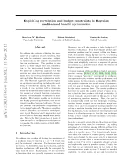Exploiting correlation and budget constraints in Bayesian multi-armed
  bandit optimization