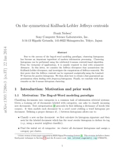On the symmetrical Kullback-Leibler Jeffreys centroids