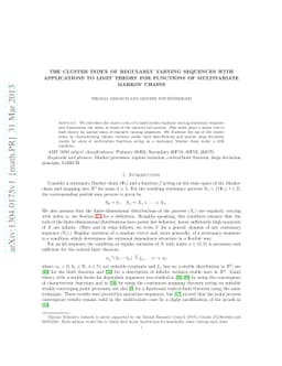 The cluster index of regularly varying sequences with applications to
  limit theory for functions of multivariate Markov chains