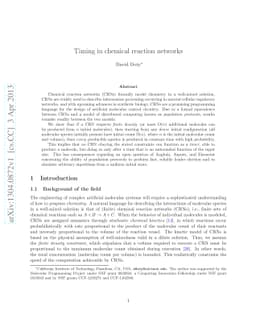 Timing in chemical reaction networks
