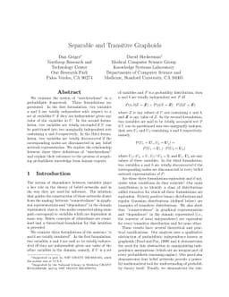 Separable and transitive graphoids