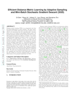 Efficient Distance Metric Learning by Adaptive Sampling and Mini-Batch
  Stochastic Gradient Descent (SGD)