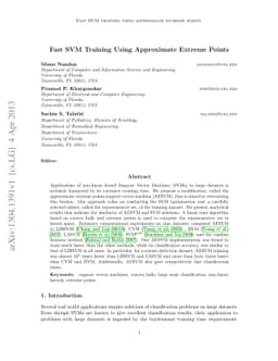 Fast SVM training using approximate extreme points