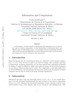 Information and Computation