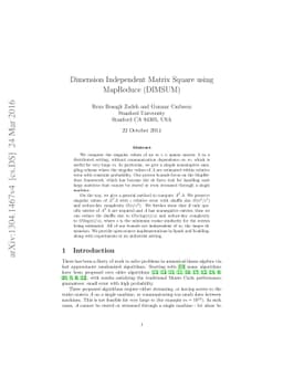 Dimension Independent Matrix Square using MapReduce