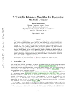 A Tractable Inference Algorithm for Diagnosing Multiple Diseases