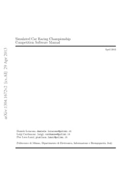 Simulated Car Racing Championship: Competition Software Manual