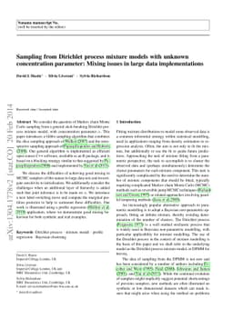 Sampling from Dirichlet process mixture models with unknown
  concentration parameter: Mixing issues in large data implementations