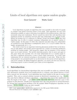 Limits of local algorithms over sparse random graphs