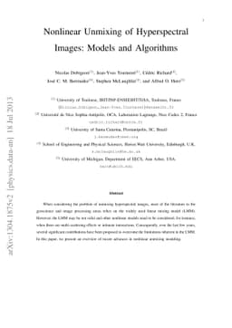 Nonlinear unmixing of hyperspectral images: models and algorithms