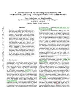 A General Framework for Interacting Bayes-Optimally with Self-Interested
  Agents using Arbitrary Parametric Model and Model Prior