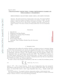 Change-Point Detection under Dependence Based on Two-Sample U-Statistics