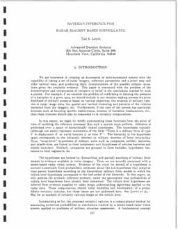 Bayesian Inference for Radar Imagery Based Surveillance