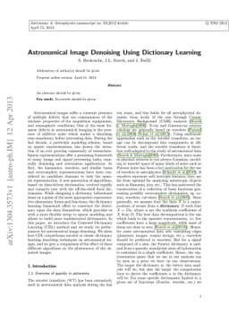 Astronomical Image Denoising Using Dictionary Learning