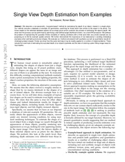 Single View Depth Estimation from Examples
