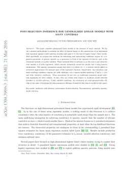 Post-Selection Inference for Generalized Linear Models with Many
  Controls