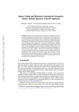 Sparse Coding and Dictionary Learning for Symmetric Positive Definite
  Matrices: A Kernel Approach