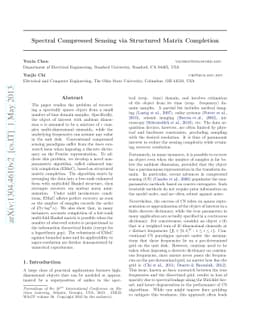 Spectral Compressed Sensing via Structured Matrix Completion