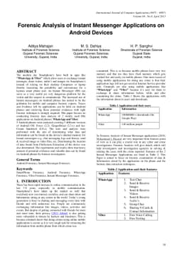 Forensic Analysis of Instant Messenger Applications on Android Devices