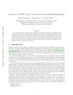 Austerity in MCMC Land: Cutting the Metropolis-Hastings Budget