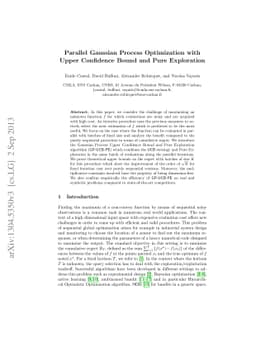 Parallel Gaussian Process Optimization with Upper Confidence Bound and
  Pure Exploration