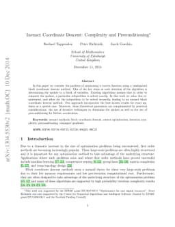 Inexact Coordinate Descent: Complexity and Preconditioning