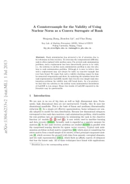 A Counterexample for the Validity of Using Nuclear Norm as a Convex
  Surrogate of Rank