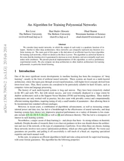 An Algorithm for Training Polynomial Networks