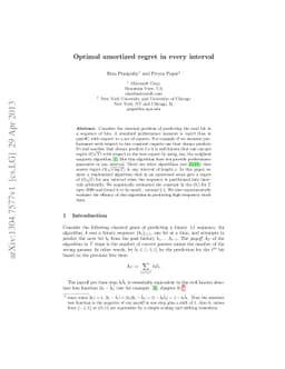Optimal amortized regret in every interval