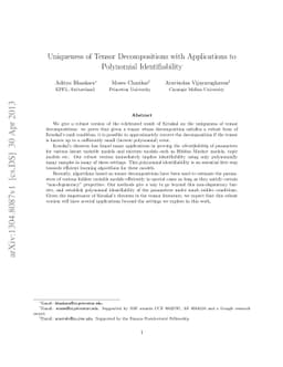 Uniqueness of Tensor Decompositions with Applications to Polynomial
  Identifiability