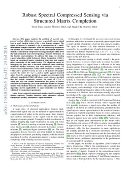 Robust Spectral Compressed Sensing via Structured Matrix Completion