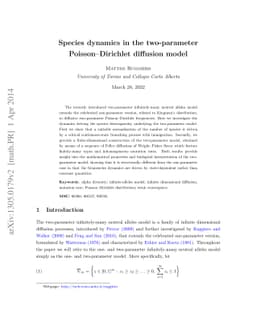 Species dynamics in the two-parameter Poisson-Dirichlet diffusion model
