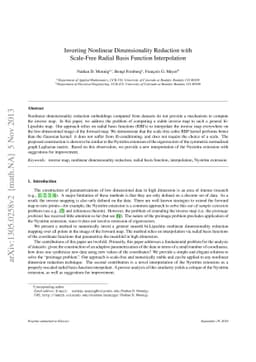 Inverting Nonlinear Dimensionality Reduction with Scale-Free Radial
  Basis Function Interpolation