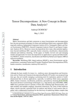 Tensor Decompositions: A New Concept in Brain Data Analysis?