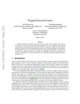 Weighted Electoral Control