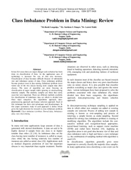 Class Imbalance Problem in Data Mining Review