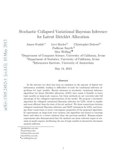 Stochastic Collapsed Variational Bayesian Inference for Latent Dirichlet
  Allocation