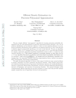 Efficient Density Estimation via Piecewise Polynomial Approximation