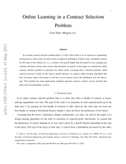 Online Learning in a Contract Selection Problem