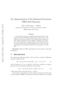On Approximation of the Backward Stochastic Differential Equation