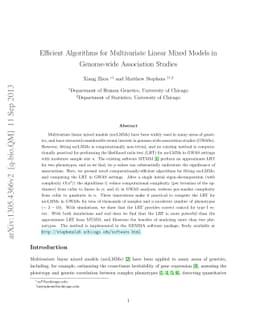 Efficient Algorithms for Multivariate Linear Mixed Models in Genome-wide
  Association Studies