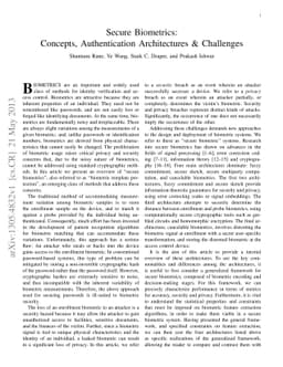Secure Biometrics: Concepts, Authentication Architectures and Challenges