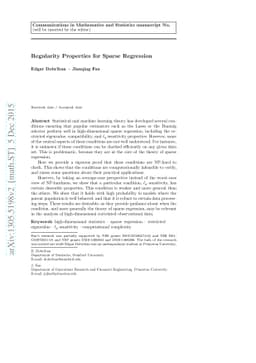Regularity Properties for Sparse Regression