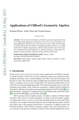 Applications of Clifford's Geometric Algebra