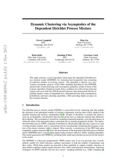 Dynamic Clustering via Asymptotics of the Dependent Dirichlet Process
  Mixture