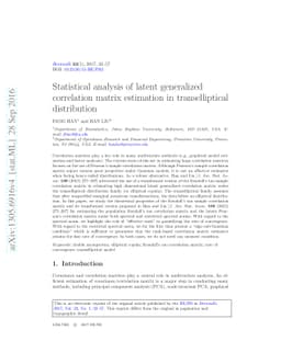 Statistical analysis of latent generalized correlation matrix estimation
  in transelliptical distribution
